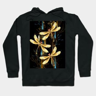 Three golden dragonflies Hoodie